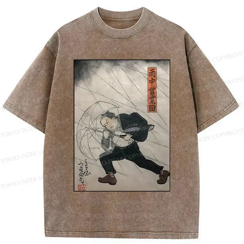 Washed Japanese t-shirt for streetwear