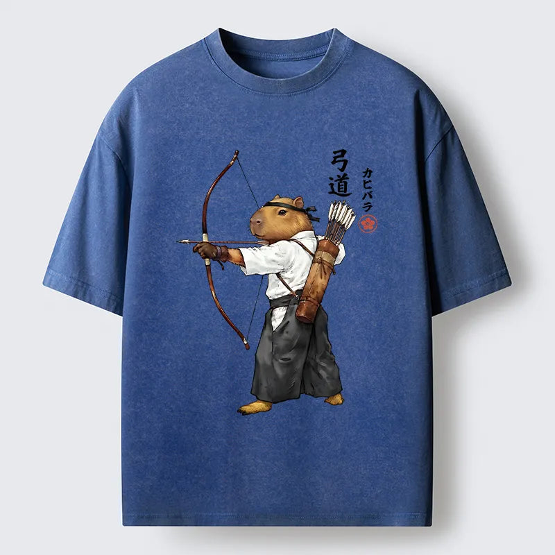 Kyoto-Lion Capybara Kyudo Meme Washed T-Shirt