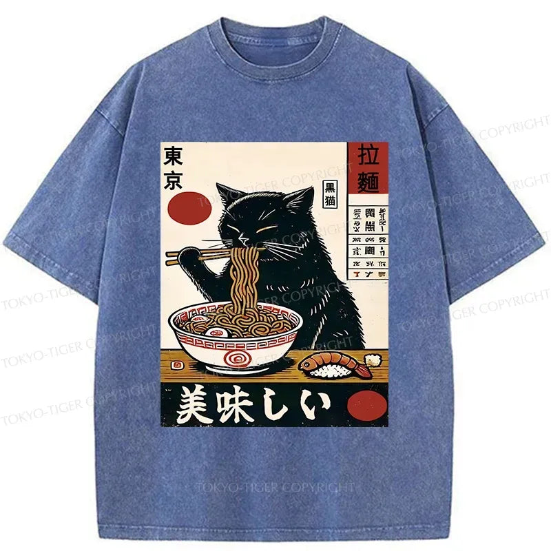 Trendy Japanese Ramen Cat Shirt