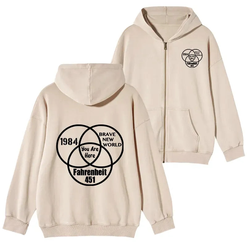Kyoto-Lion Multidimensional Thinking And Rebellion Washed Zip Hoodie