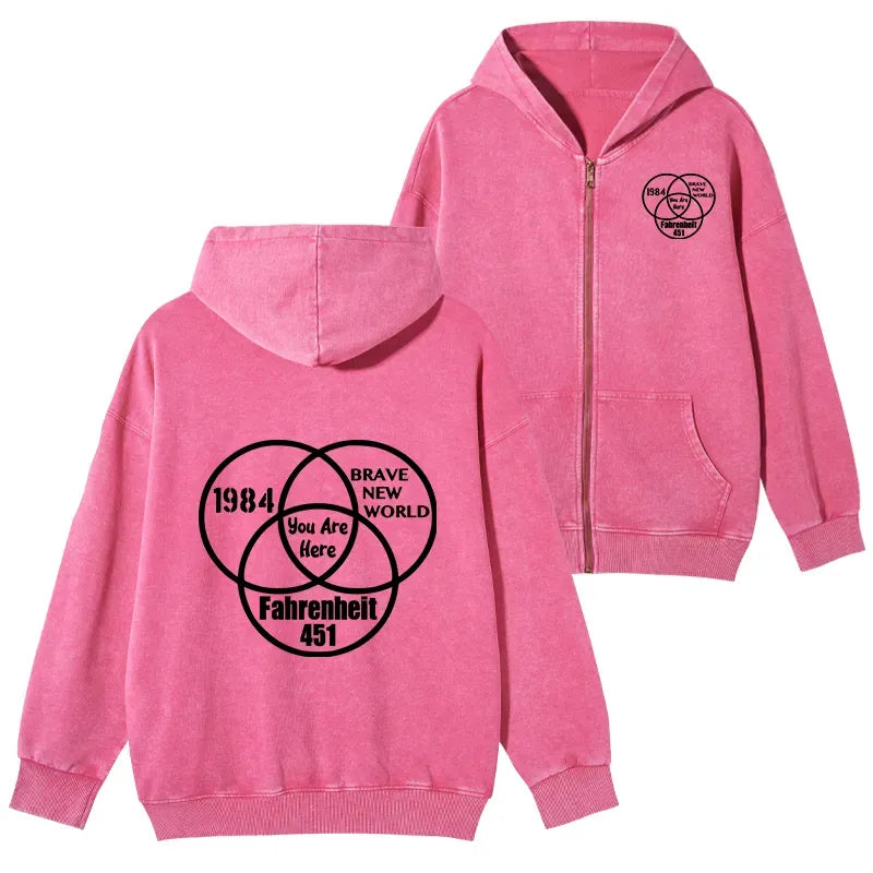 Kyoto-Lion Multidimensional Thinking And Rebellion Washed Zip Hoodie