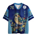 Kyoto-Lion Japanese Flower Blue Mountain Bird Mesh Jersey