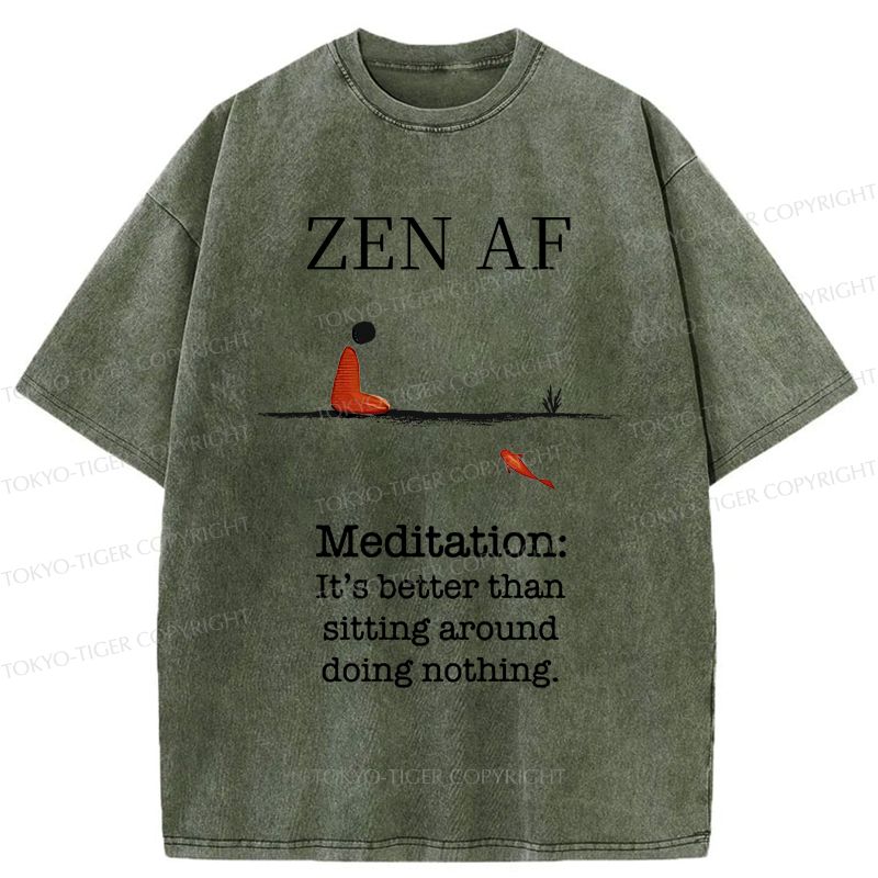 Kyoto-Lion Zen Vibes Only: The Power of Meditation Washed T-Shirt