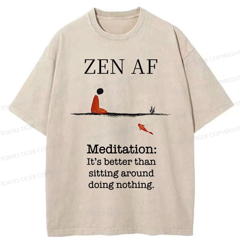 Kyoto-Lion Zen Vibes Only: The Power of Meditation Washed T-Shirt