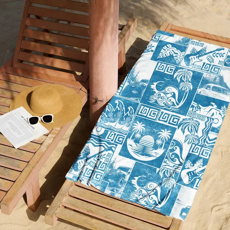 Kyoto-Lion Tropical Island Collage Beach Towel