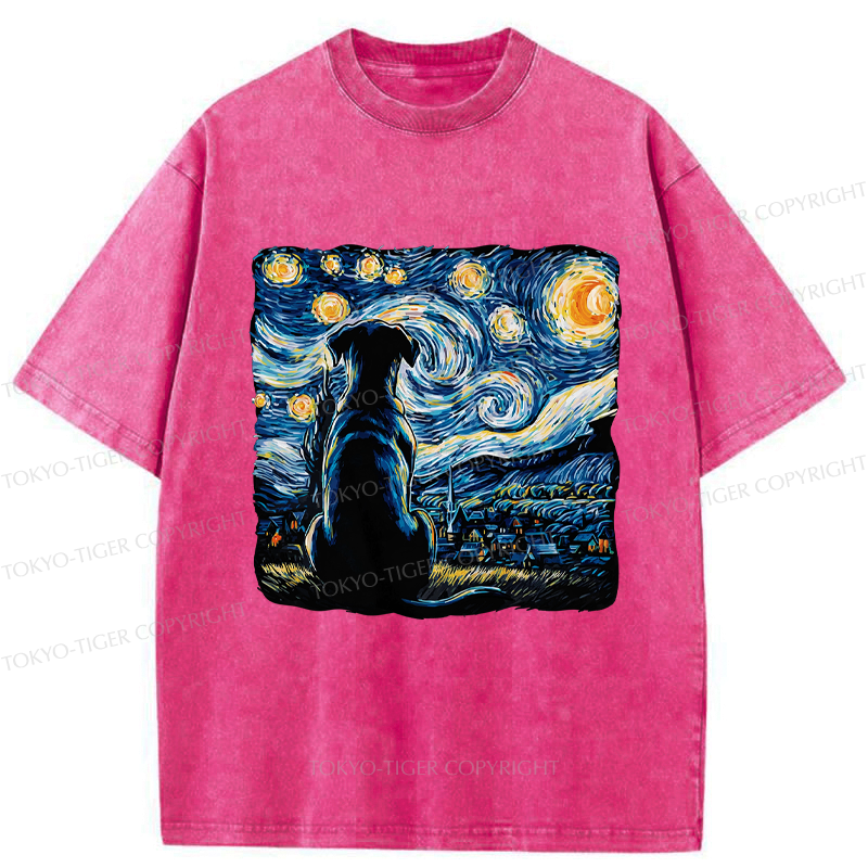 Kyoto-Lion Starry Night Dog Washed T-Shirt