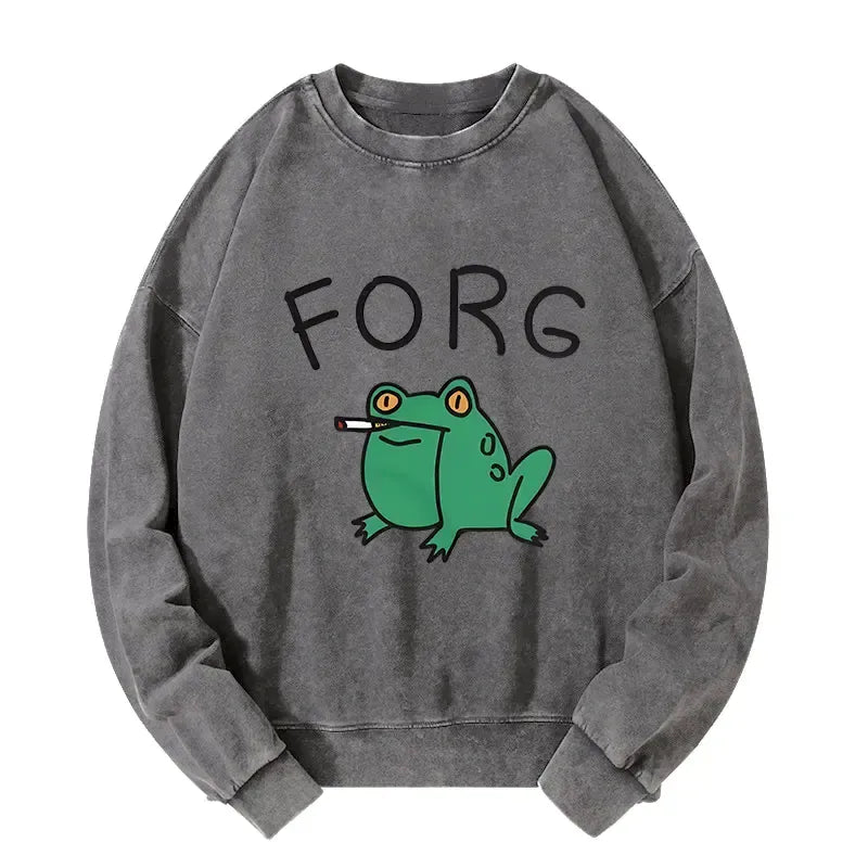 Kyoto-Lion Smoking Frog Washed Sweatshirt