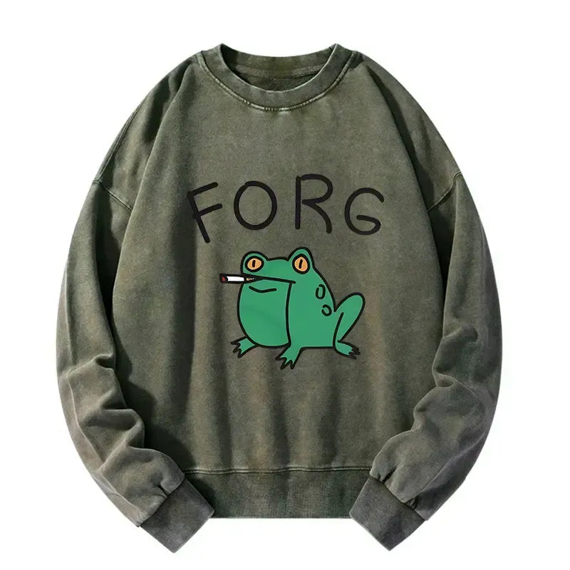 Kyoto-Lion Smoking Frog Washed Sweatshirt