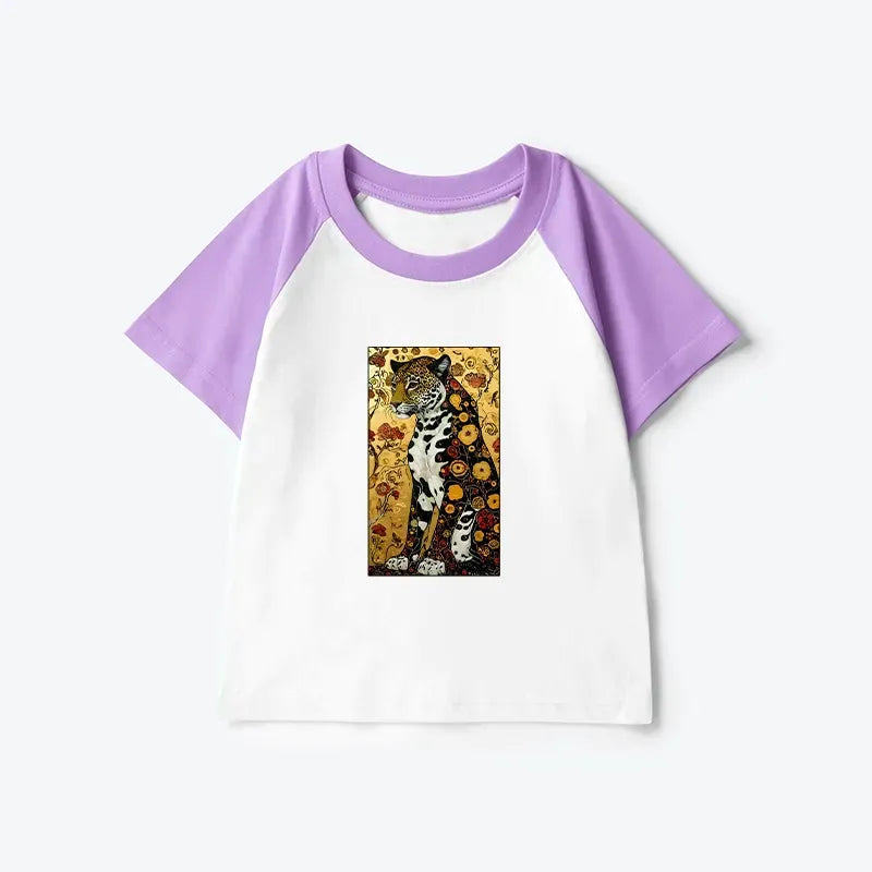 Japanese Leopard Kids Raglan T-shirt