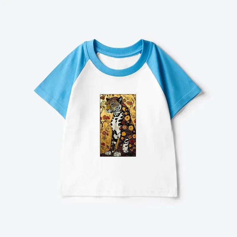 Japanese Leopard Kids Raglan T-shirt