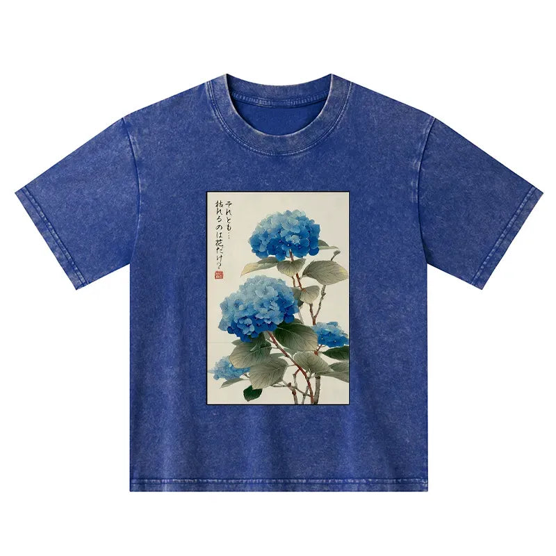 Vintage Woodblock Print Kids T-Shirt for Summer