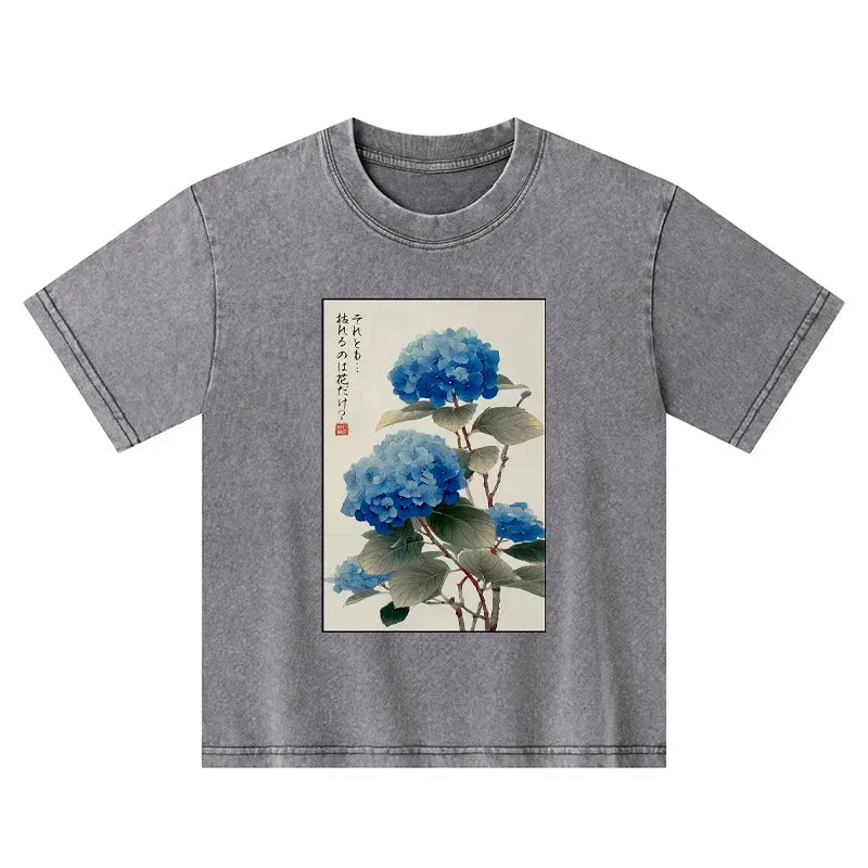 Kids Ukiyoe Hydrangeas T-Shirt with Free Shipping