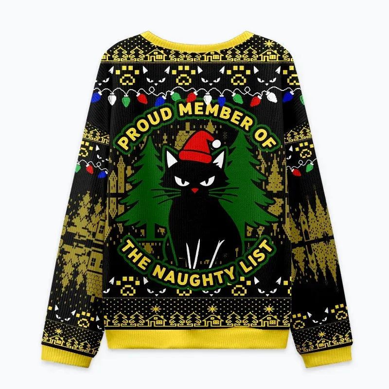 Kyoto-Lion Black Cat Gaze Christmas Ugly Sweatshirt
