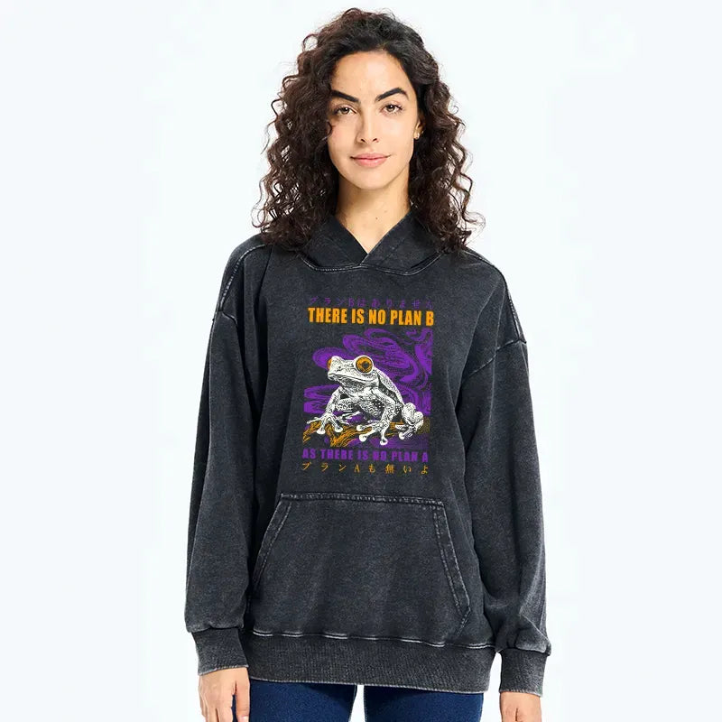 Japanese Frog Washed Hoodie for Gift Idea