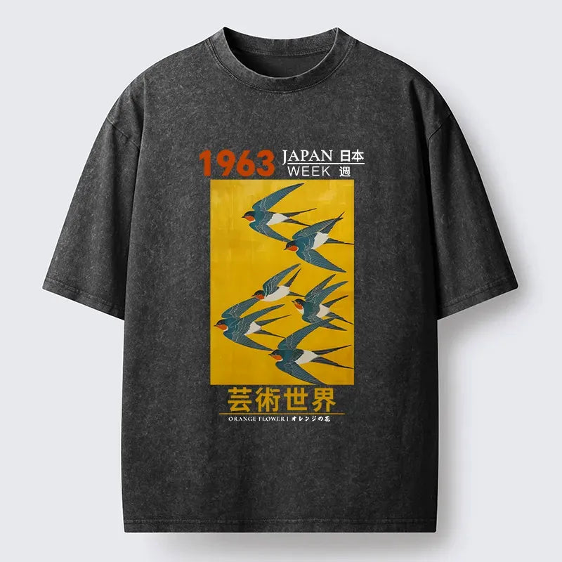 Kyoto-Lion Swallow Poster Washed T-Shirt