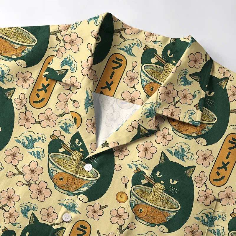 Ramen Lover Cat Hawaiian Shirt Gift Idea