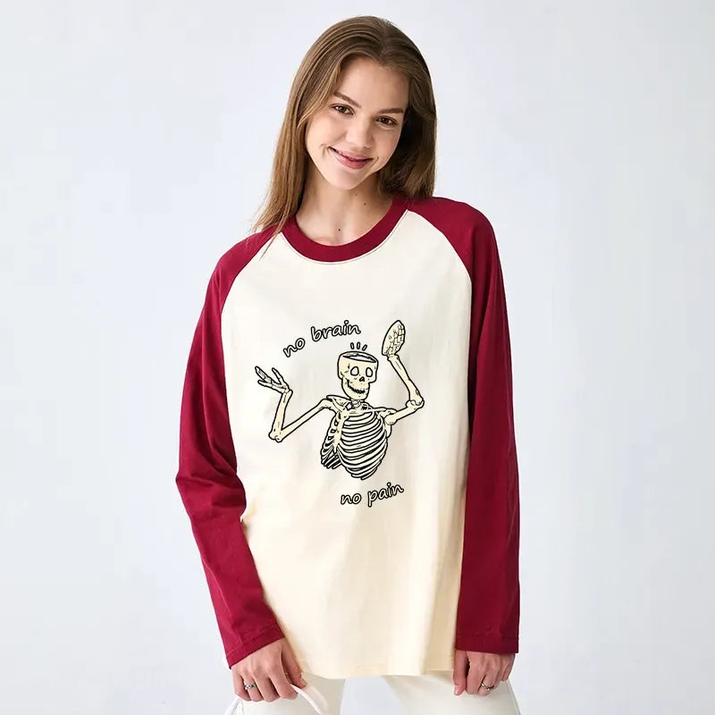 Vintage Japanese skull raglan shirt