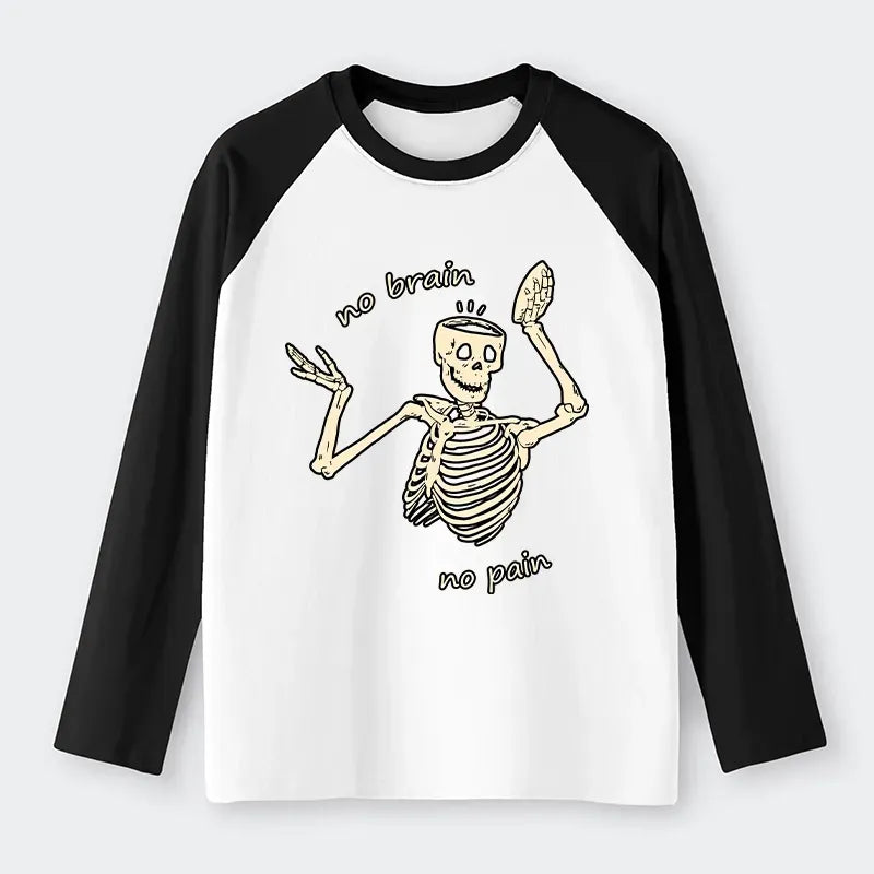 Japanese skeleton raglan long sleeve tee