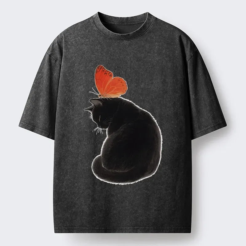 Comfortable Black Cat Graphic T-Shirt