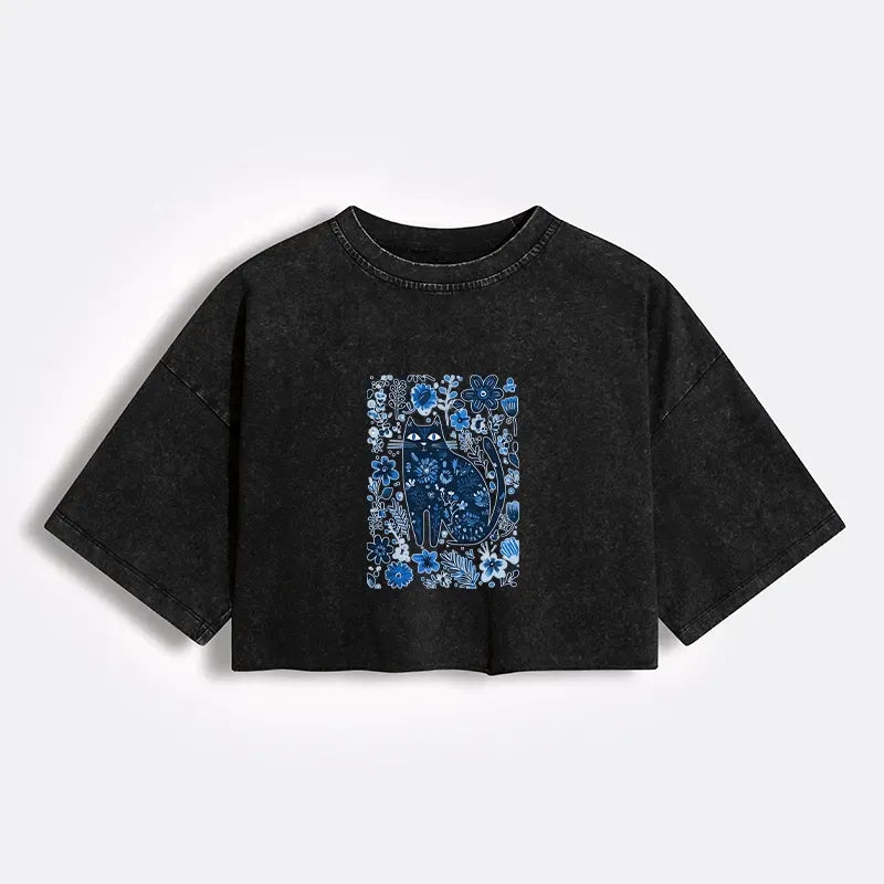 Vintage Japanese Cat T-Shirt for Women