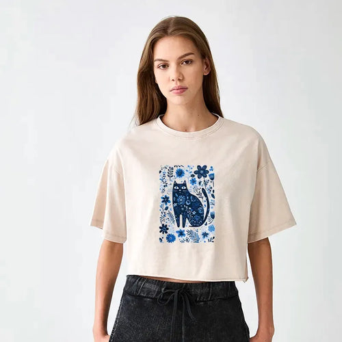 Vintage Japanese Cat T-Shirt for Women