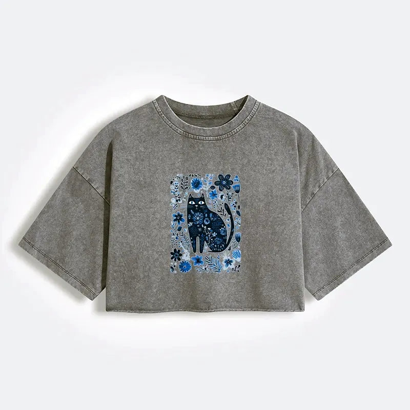 Vintage Japanese Cat T-Shirt for Women