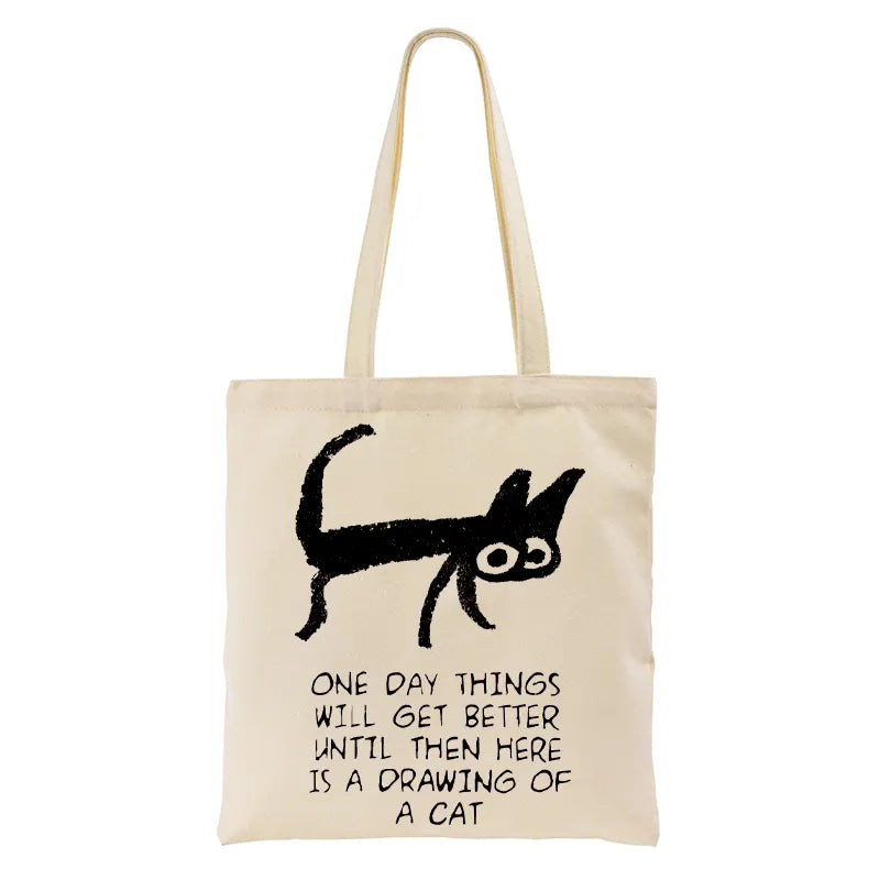 Kyoto-Lion Cat Cheer Up Drawing Tote Bag