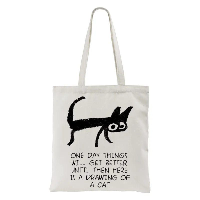 Kyoto-Lion Cat Cheer Up Drawing Tote Bag