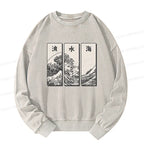 Japanese Wave Washed Sweatshirt for Daily Wear