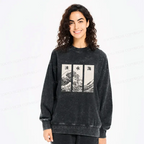Japanese Wave Washed Sweatshirt for Daily Wear