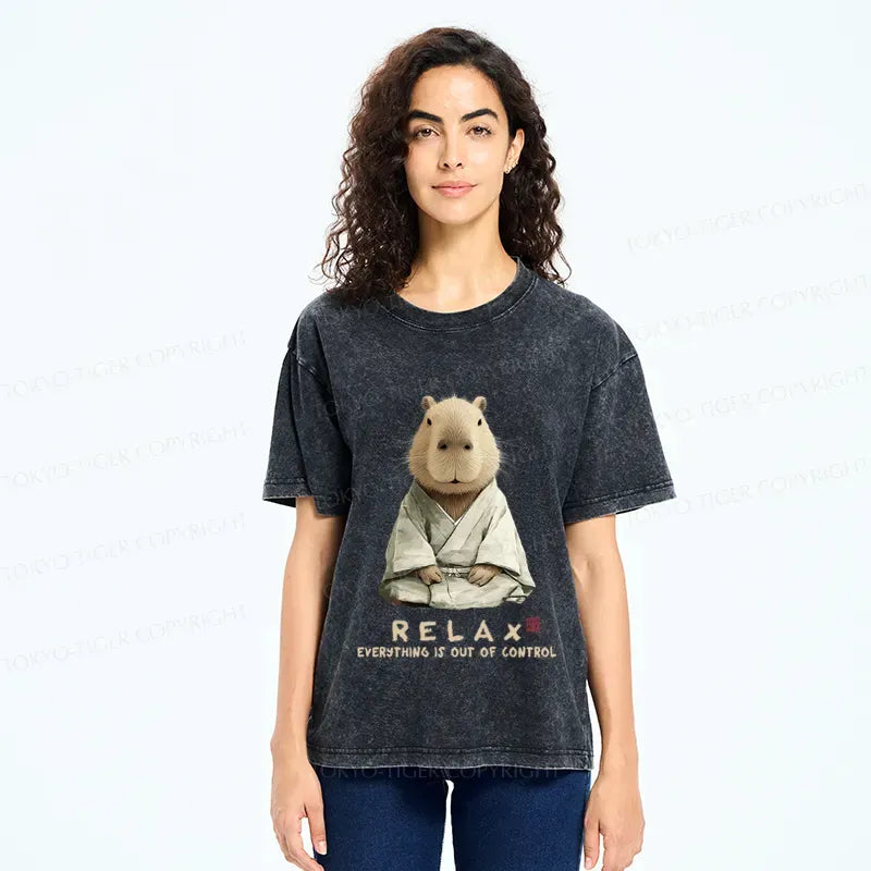 Kyoto lion capybara washed t-shirt
