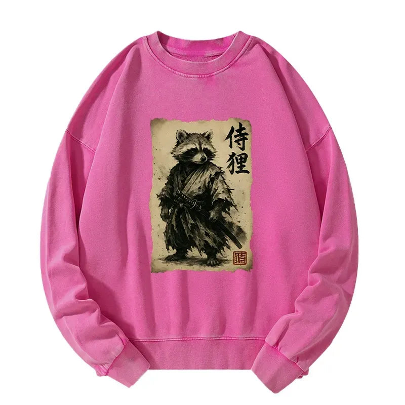Washed Unisex Sweatshirt with Japanese Street Style