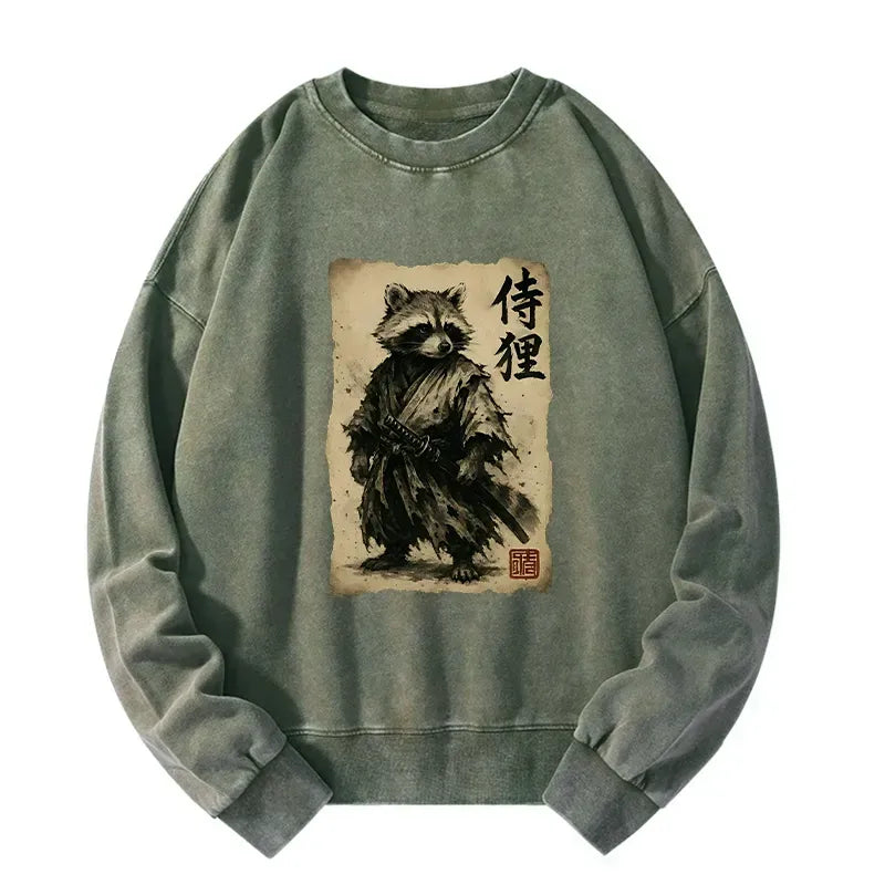 Washed Unisex Sweatshirt with Japanese Street Style