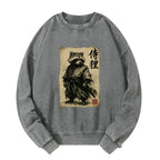 Washed Unisex Sweatshirt with Japanese Street Style