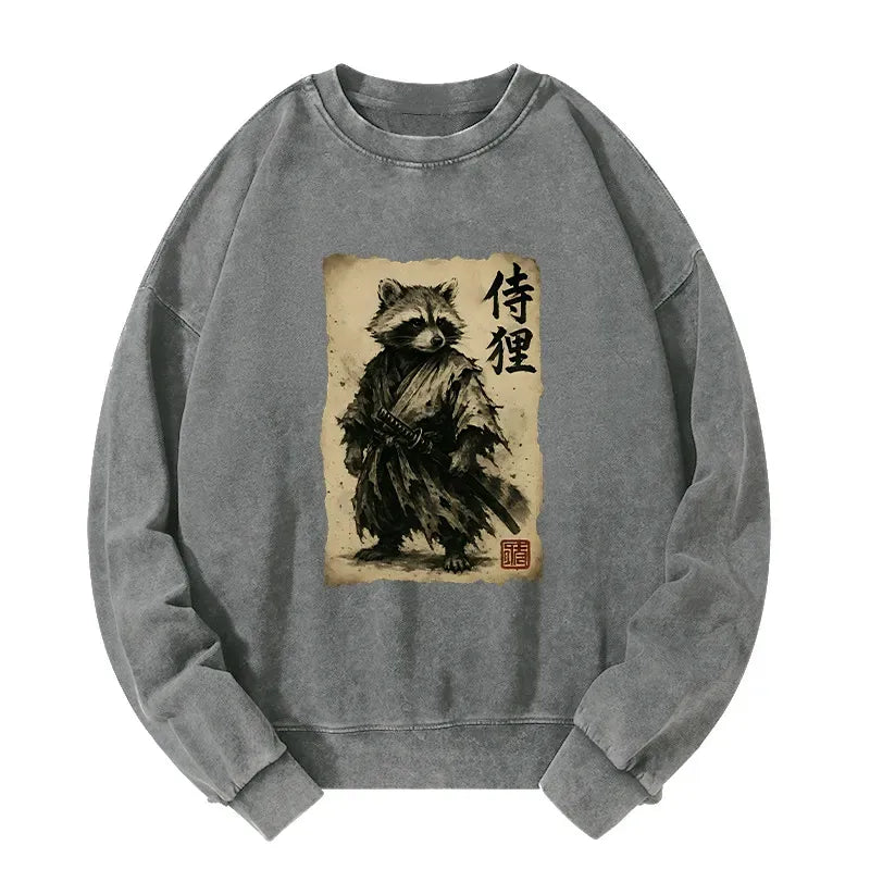 Washed Unisex Sweatshirt with Japanese Street Style
