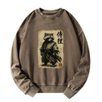 Kyoto-Lion Retro Raccoon Samurai Washed Sweatshirt