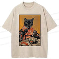 Kyoto-Lion Sushi Lover Black Cat Washed T-Shirt