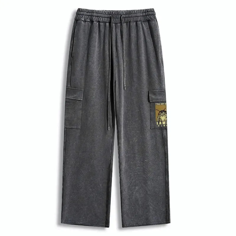 Japanese Unisex Washed Sweatpants for Daily Wear
