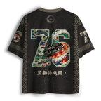 Kyoto-Lion Japanese Black Cat Dragon Samurai Mesh Jersey