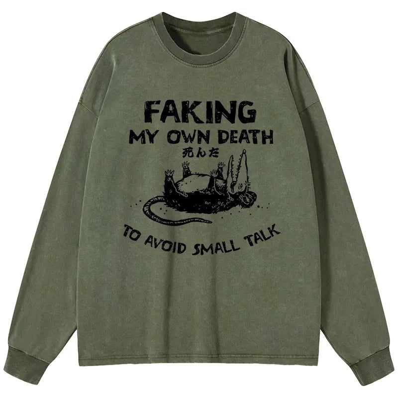 Kyoto-Lion Avoid Conversation Washed Long Sleeve T-Shirt