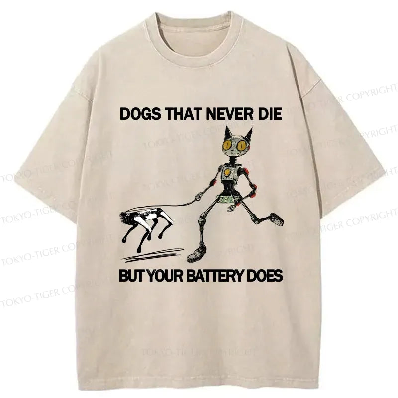 funny robot dog washed tee for vacation