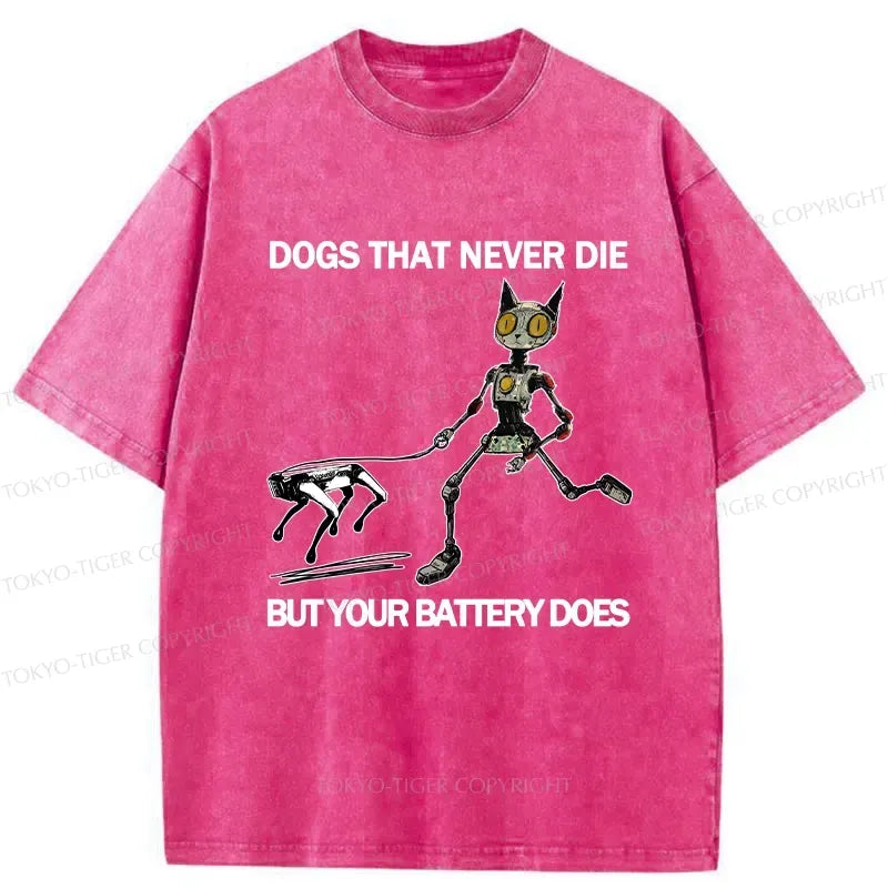 funny robot dog washed tee for vacation