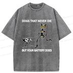 funny robot dog washed tee for vacation