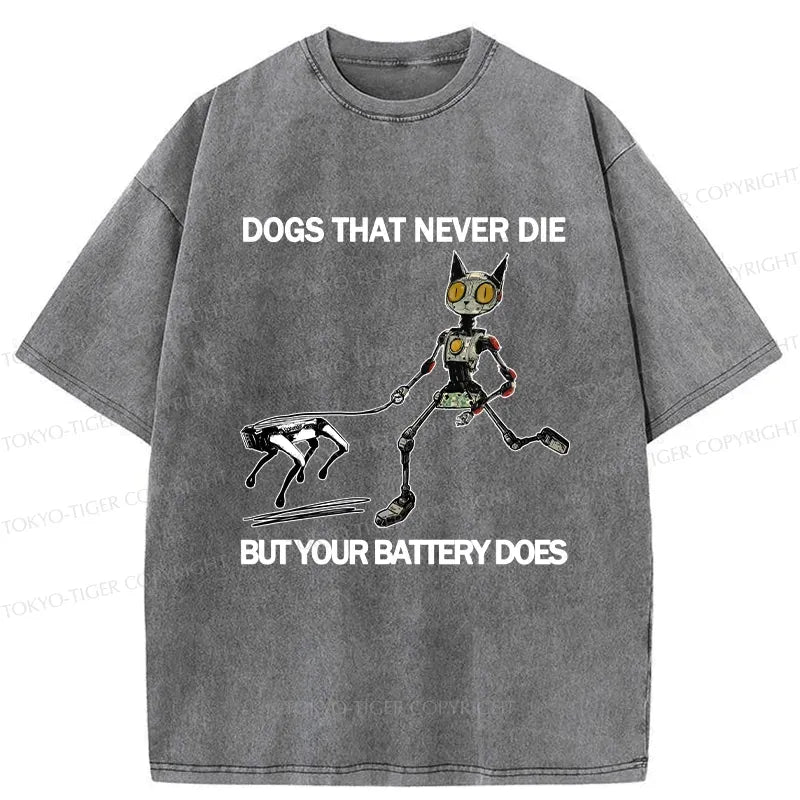 funny robot dog washed tee for vacation