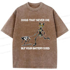 Kyoto-Lion Funny Robot Cat Walking Robot Dog Washed T-Shirt