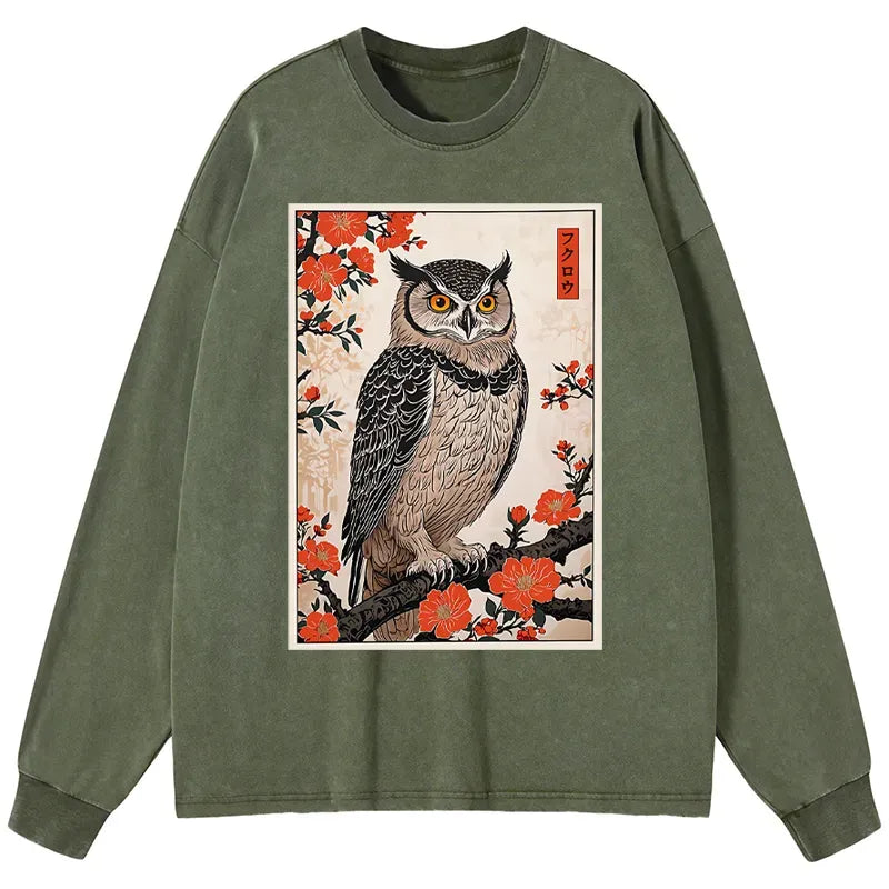 Japanese Owl T-Shirt for Streetwear