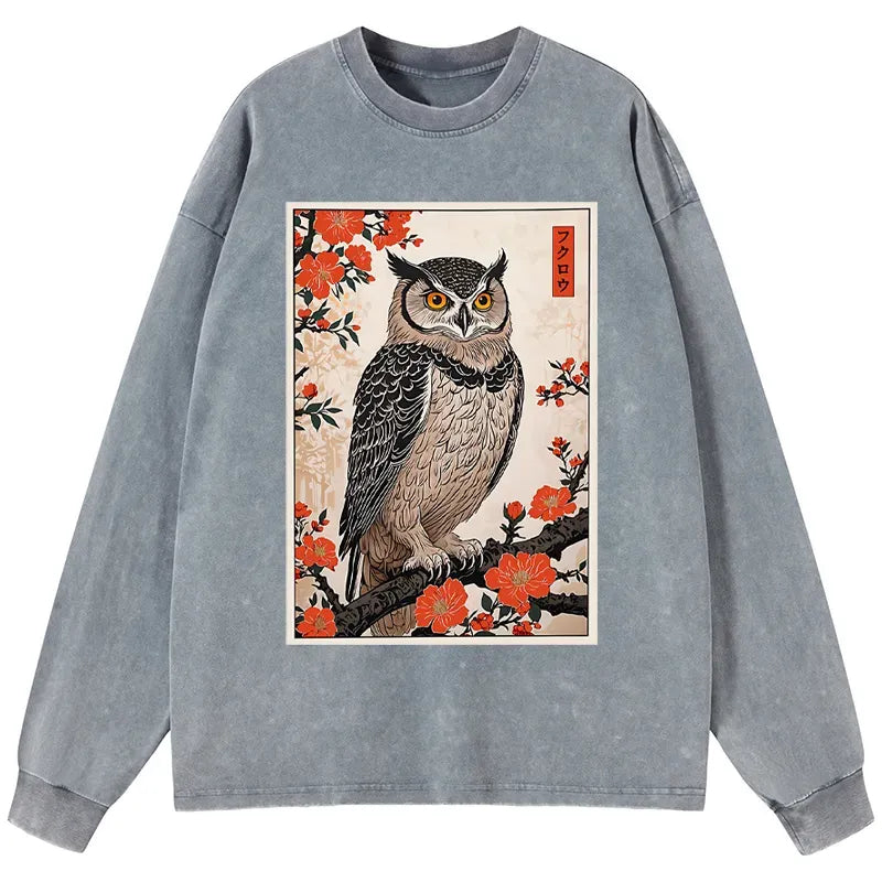 Japanese Owl T-Shirt for Streetwear