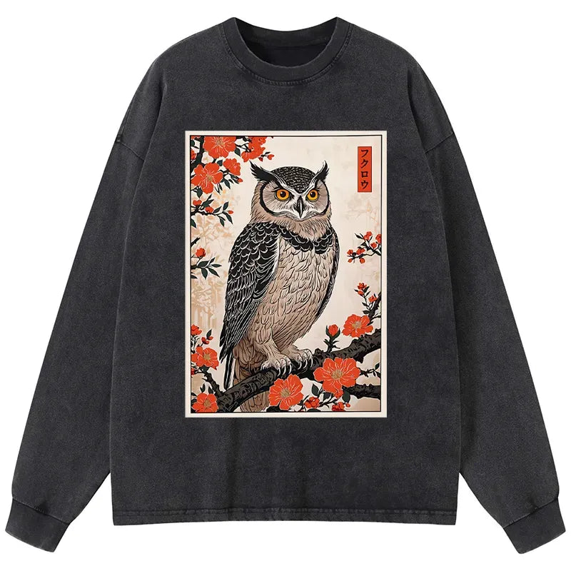 Japanese Owl T-Shirt for Streetwear