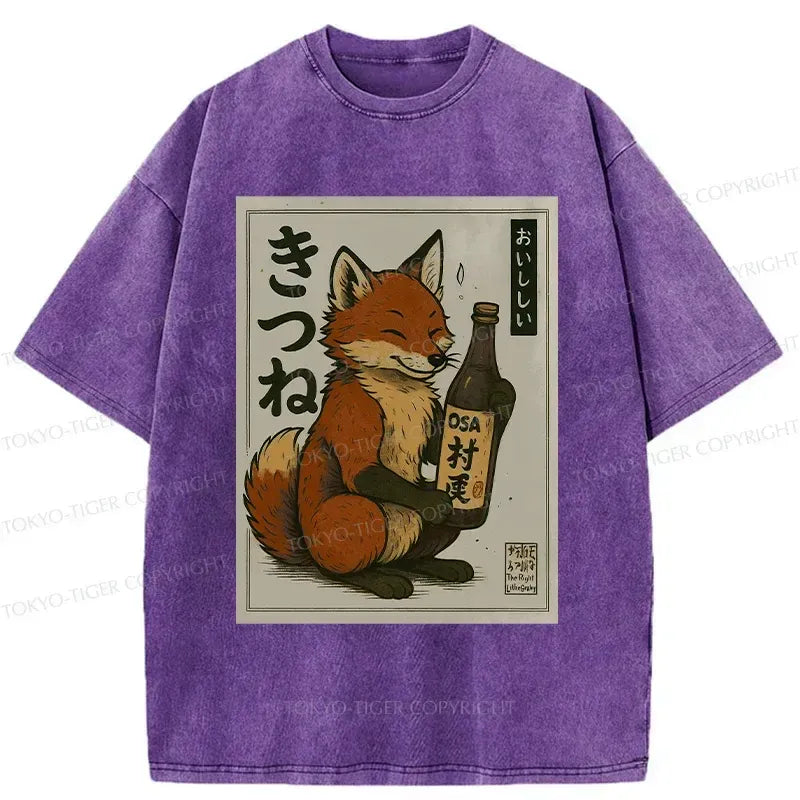 Kyoto lion fox sake t-shirt for streetwear