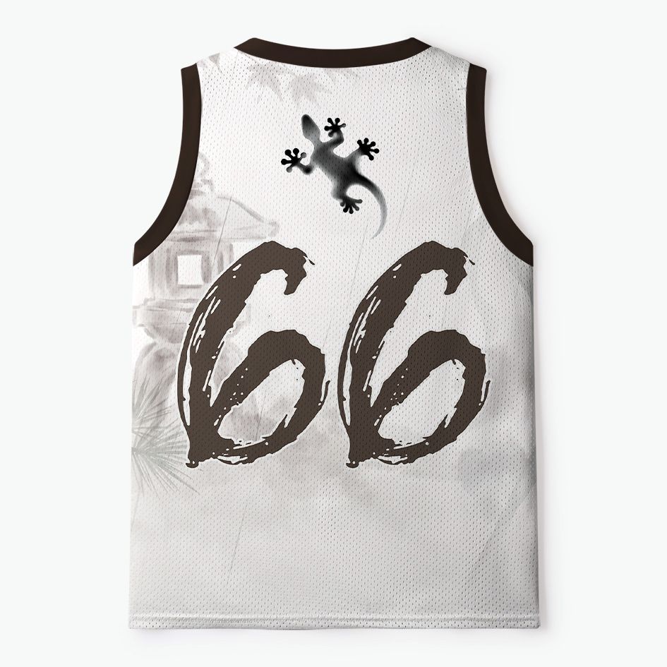 Kyoto-Lion Ink Wash Gecko #66 Mesh Tank Top